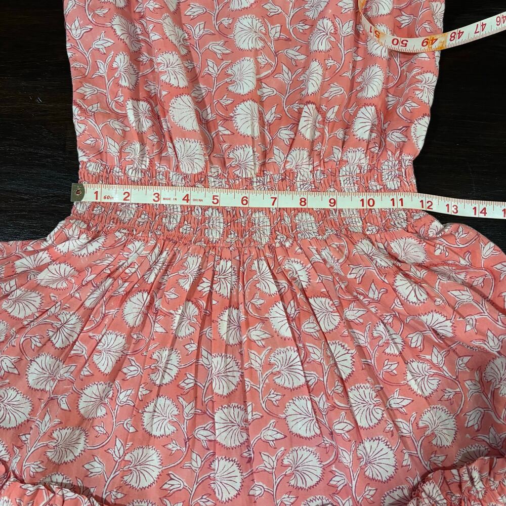 Anna Cate Morgan Dress Pink Floral Smocked Mini cotton Ruffle Sz S boho coastal - Picture 6 of 7